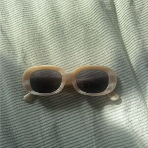 Crap Eyewear Cream Oval Sunglasses with Dark Lenses